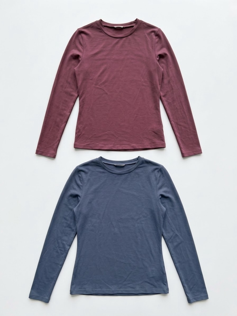 Zeeagoo Long‑Sleeve Stretch Tops – Pink & Blue, Size Small